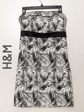 H&M Strapless‎ Palm Print Dress